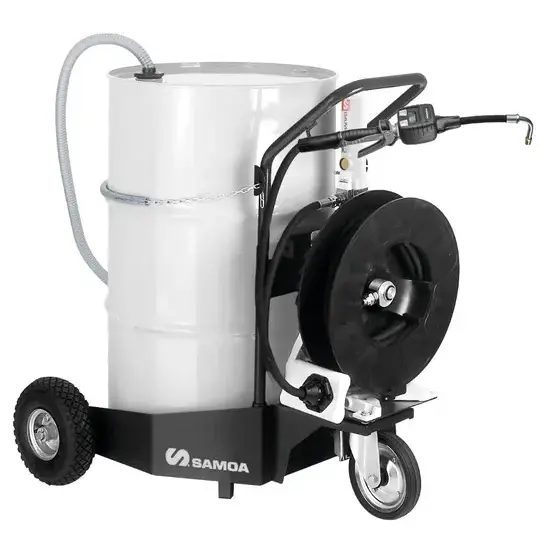 Samoa PumpMaster 2 - 3:1 mobiele oliepompset voor 205 liter vaten (432814 trolley en RM-12S haspel)