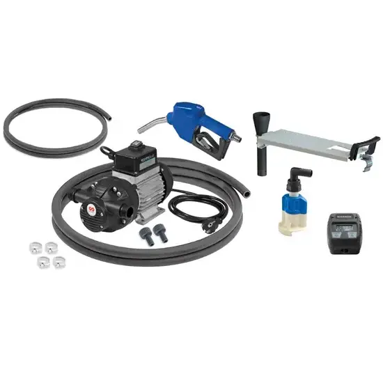 Samoa Solura series 230 V AC stationaire elektrische pompset voor AdBlue/DEF met automatische spuitmond en meter, 30 l/min