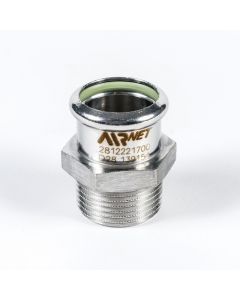 Airnet RVS 316 nippel BSP Ø 15 mm x ½" bui